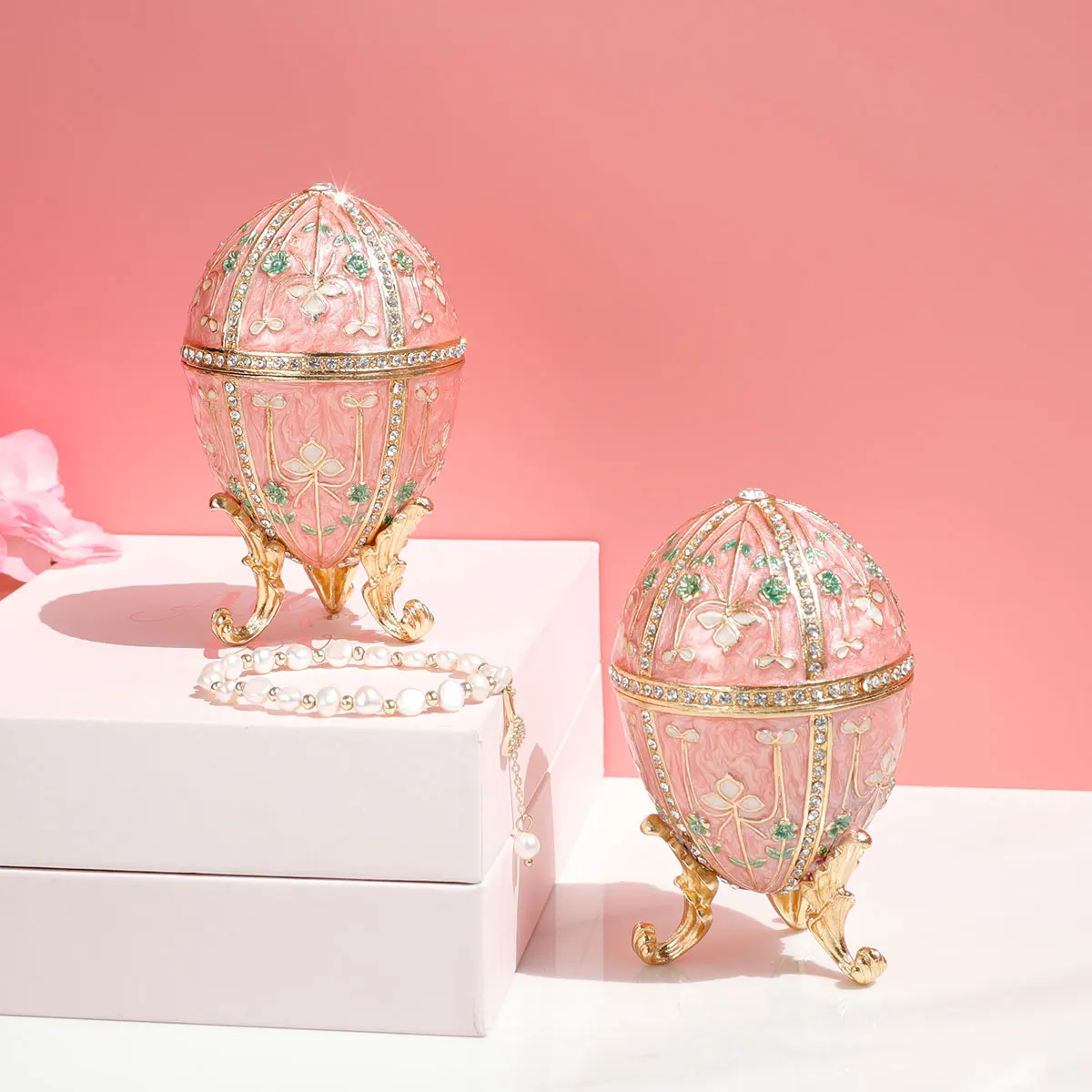 Caixa Esmaltada Trinket, presente exclusivo para decoração de casa, estilo Fabergé Egg, caixa de jóias, 1pc