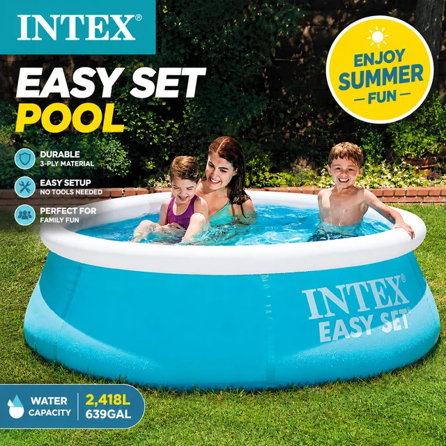 Piscine gonflable INTEX Easy Set, piscine familiale hors sol pour enfants et adultes, piscine de jardin extérieure, piscine pour jeux aquatiques, installation rapide, PVC durable, piscine de fête estivale, grande capacité 1