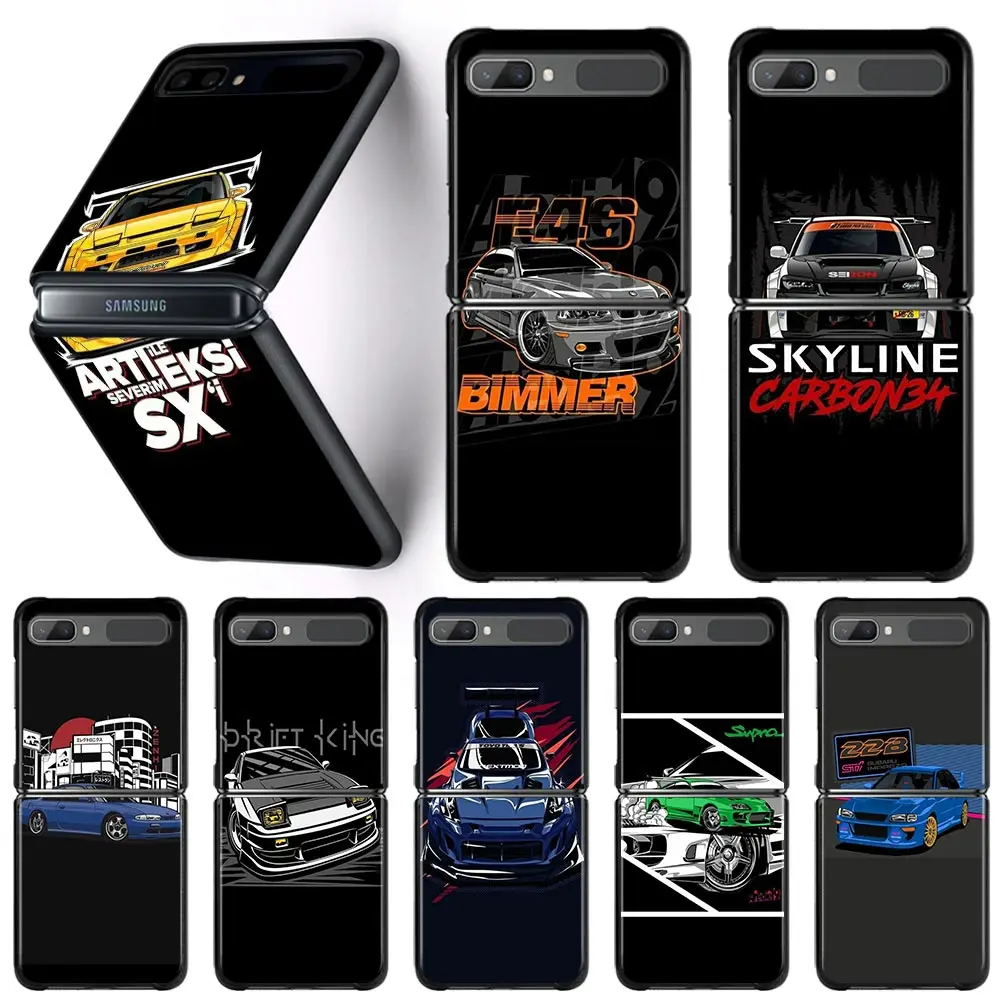 Custodia Per Telefono Per Samsung Galaxy Z Flip3 5G Cover Posteriore Per Samsung Z Flip4 Capa Black Pc Shell Fundas Jdm Fans Eternal God Skyline
