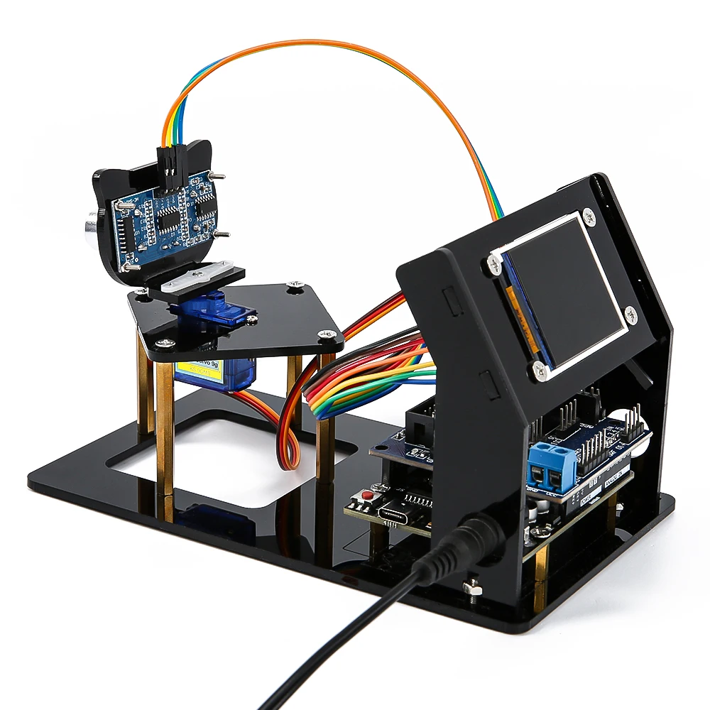 시뮬레이션 레이더 초음파 센서 DIY 로봇 공학 키트(R3, 1.8 TFT SPI 디스플레이, Arduino용 sg90 서보 포함)