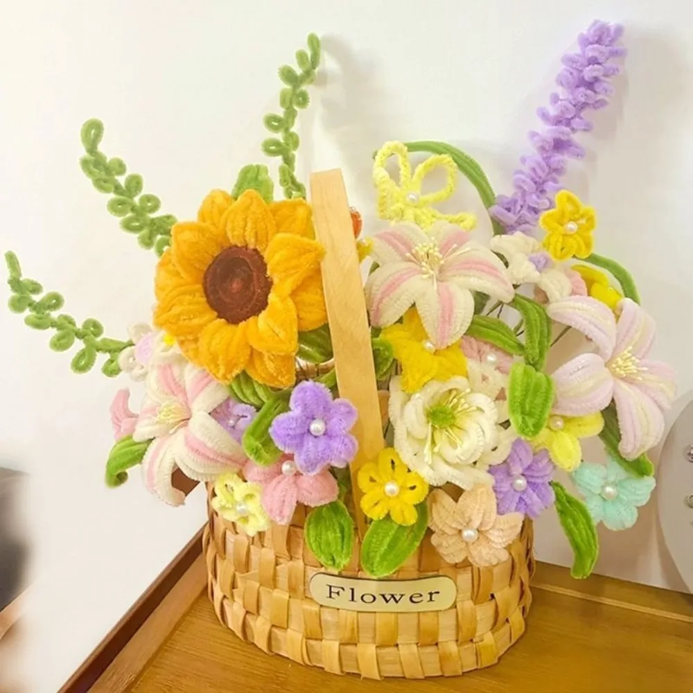 Macaron Color Fuzzy Wire DIY Tulips Flower Bouquet 100pcs