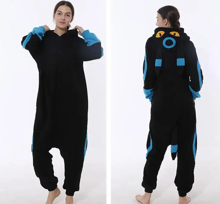 Adult Monster Kigurumi Onesie Black Yellow Pajamas Warm Fleece Animal Halloween Party Cosplay Costume Pyjamas