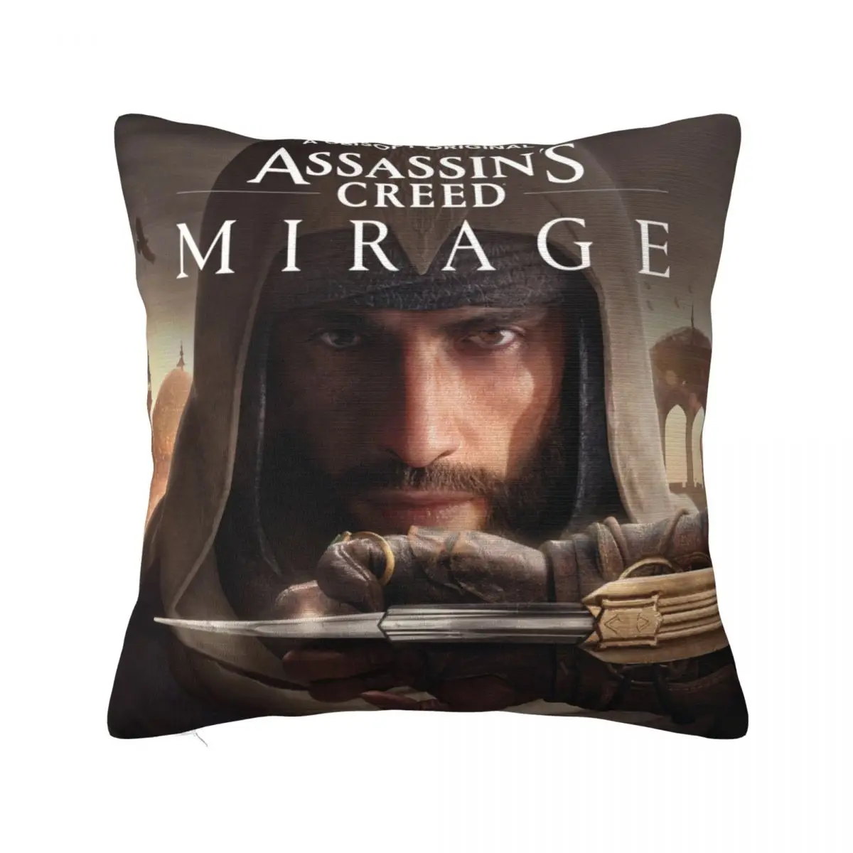 Assassins Creed Mirage Federa Stampata Fodera Per Cuscino In Poliestere Decorazione Gioco Fodera Per Cuscino Da Tiro Cerniera Per La Casa 18"
