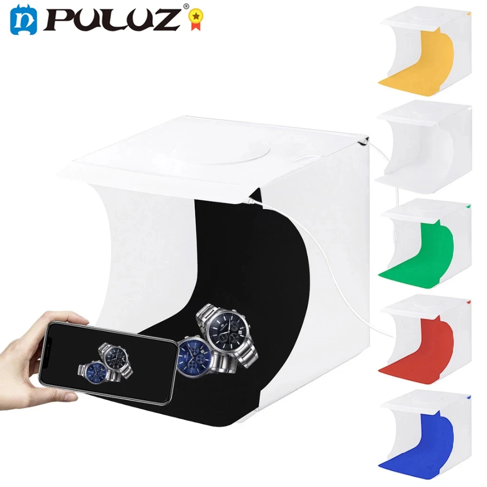 

PULUZ 20CM Folding Led Lightbox Tabletop Shooting Softbox Mini Photo Studio Light Tent Soft Box Product with 6 Color Background