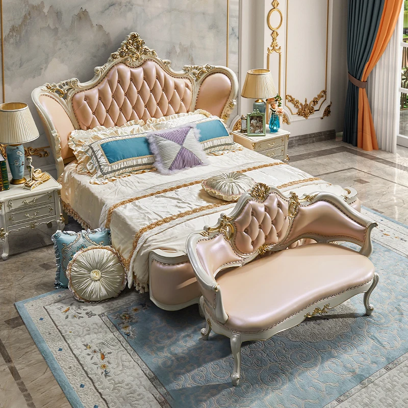 

Queen Size Marriage Bed Luxury European Wood Storage Space Double Bed Modern Hotel Cama De Casal Luxuosa Bedroom Furniture