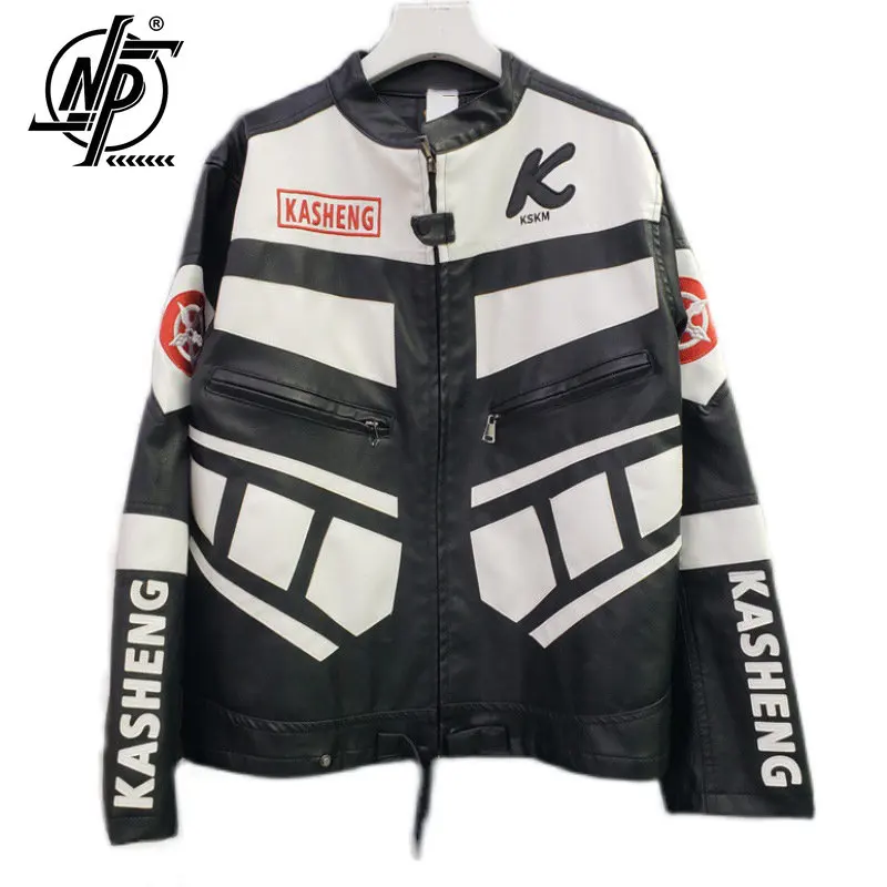 Giubbotto Bomber Vintage Americano Donna Autunno Patchwork Lettera Ricamo Moto Da Corsa Pu Giacca In Pelle Pilota 2023