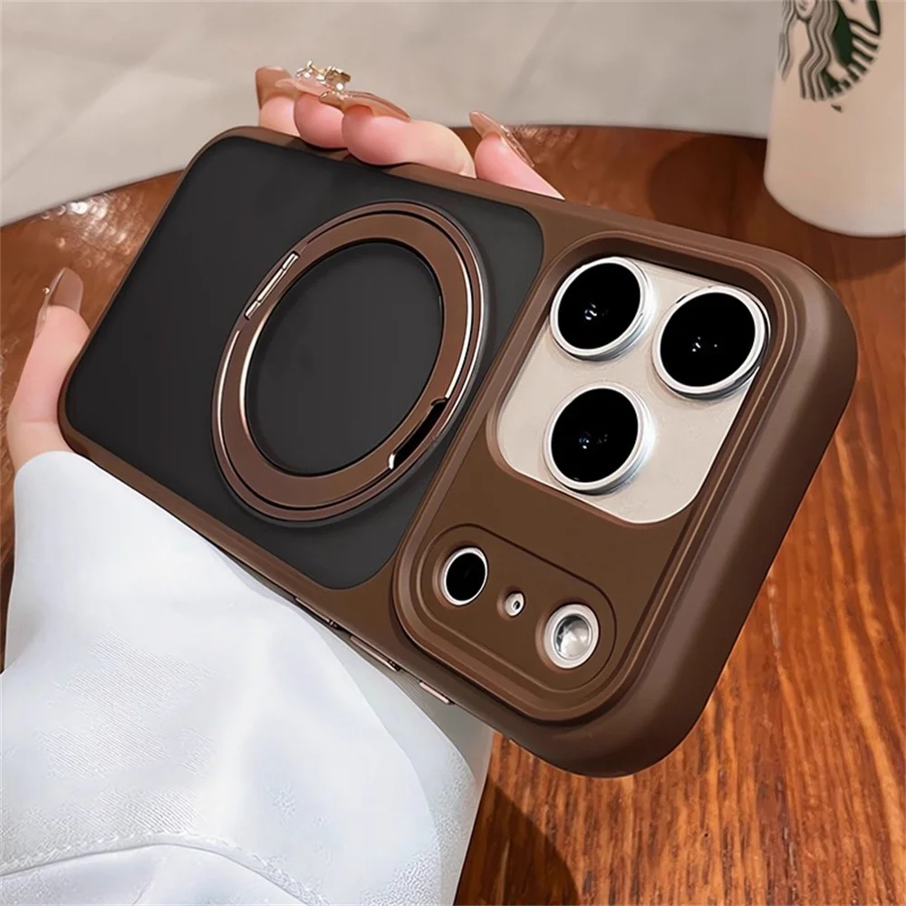 Luxury Magnetic Aluminum Alloy Stand Phone Case with 360° Rotating Folding Bracket Protective Cover