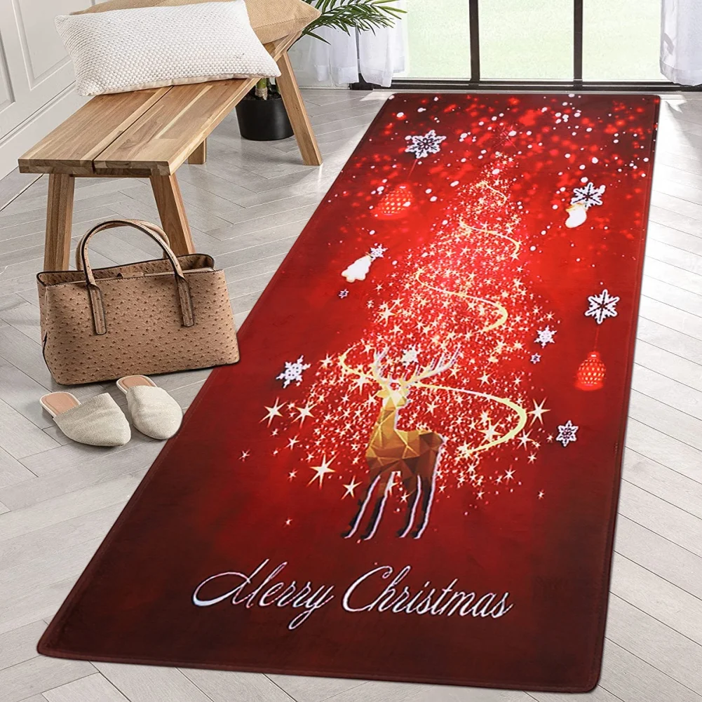 

Red Christmas Area Rug Floor Runner for Hallway Entryway Floor Doormat Kitchen Fireplace Bedroom Dinning Room Party Home Decor