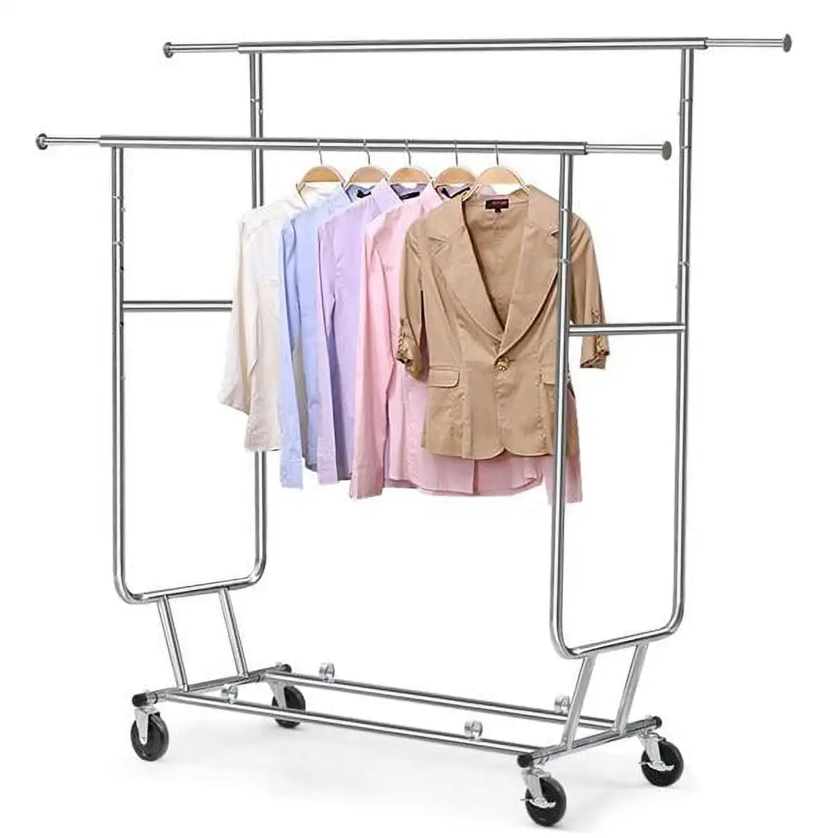 

SmileMart Adjustable Commercial Grade Collapsible Double Rail Garment Rack , Silver