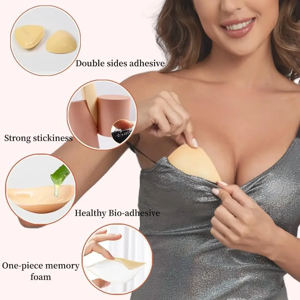 1PAIR Solid Self Adhesive Bra Double Both Sided Sticky Push Up Bra Inserts Reusable Adhesive Ultra Breast Lift Padding Insert 2