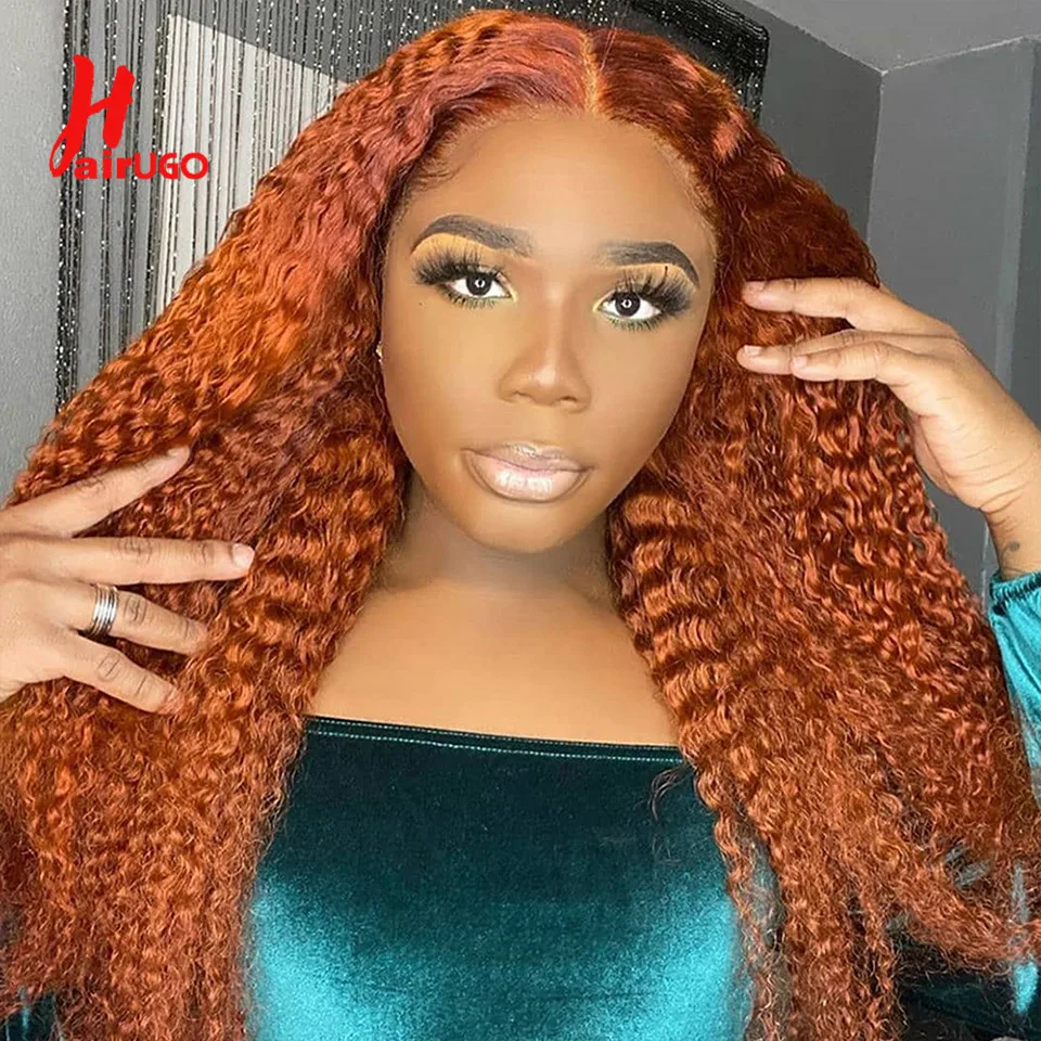Ginger Orange Kinky Curly Hair Bundles HairUGo Brazilian Remy Hair Colored Kinky Curly Human Extensions Orange Weaving