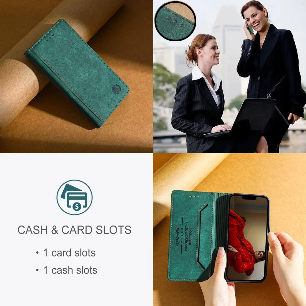 Luxury Leather Book-Style Phone Case Cover
