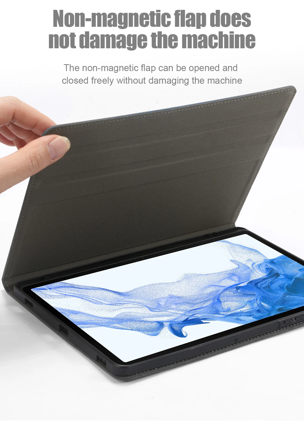 Stand Case, Capa Não-Magnética Para Samsung Galaxy Tab S8 Plus S7 FE Livro Folio