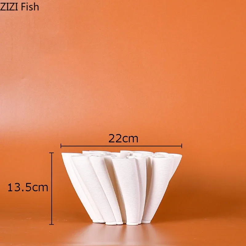 Creative Ceramic Vase Plant Pots Decorative Flower Arrangement White Porcelain Floral Vases Desk Decoration Crafts Flower Pots 5