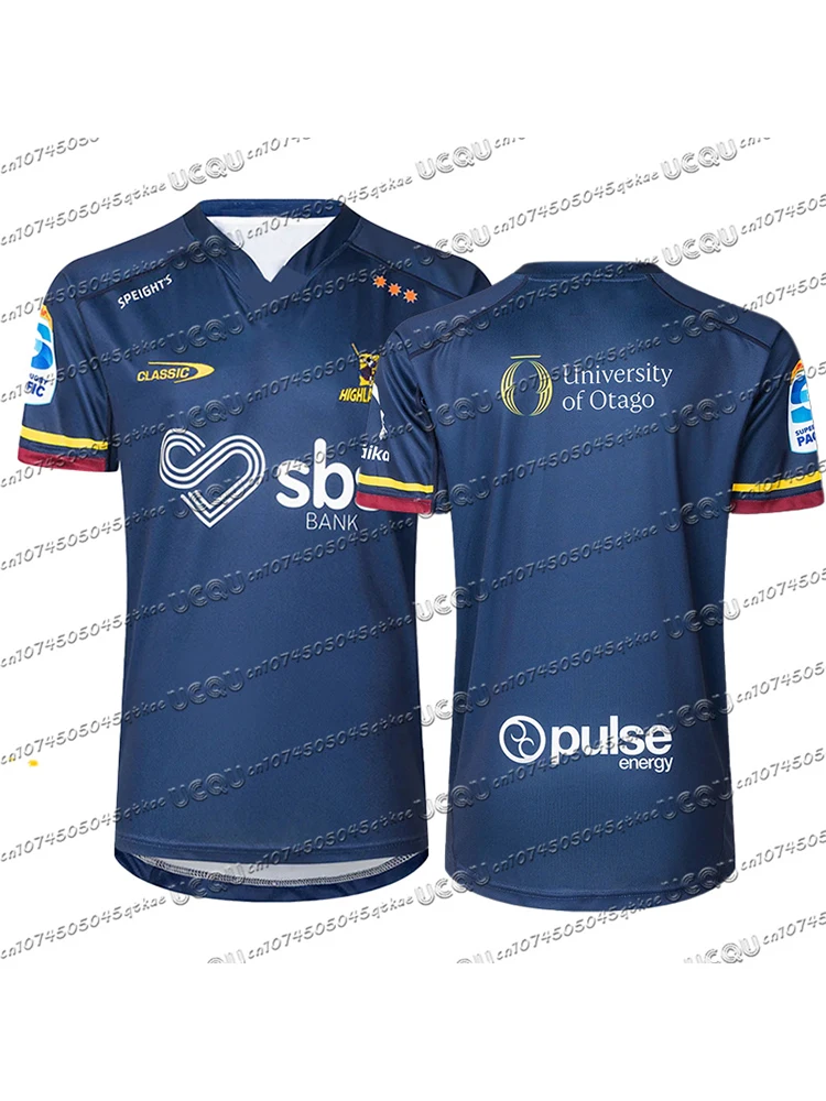 New Zealand Football Tees Highlanders Rugby Jersey Men Oversized Casual Quick drying Short Sleeve Kid Sport V-neck Tshirt