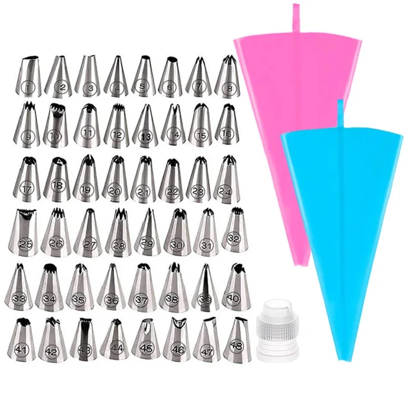 Cream Nozzles Tips Tools Accessories For Cake Decorating Pastry Bag Kitchen Bakery Confectionery Supplies 8/14/26/50pcs Set air fryer accessories cake turntable cake surround film baking mat baking cooling rack