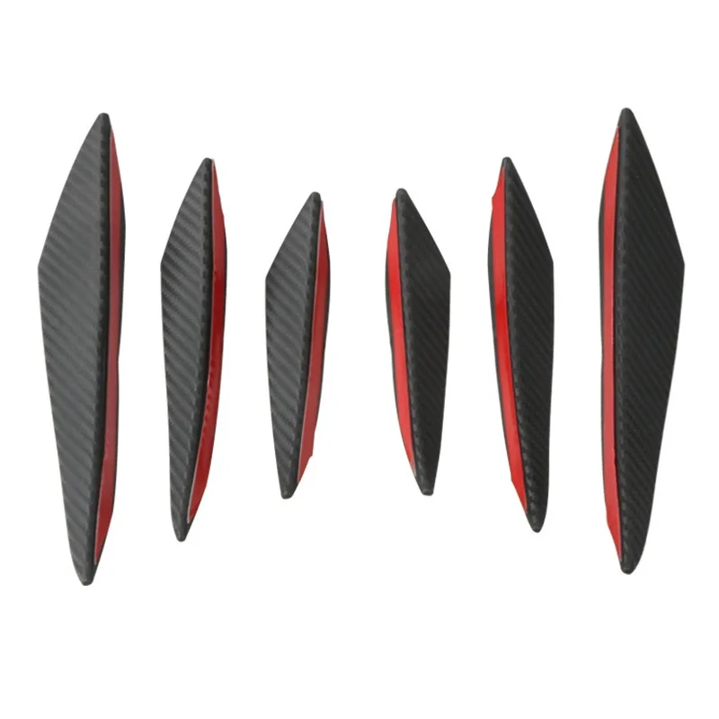 Set of Rubber Car Bumper Lip Protectors in Black Carbon Fiber Finish