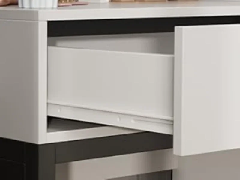 White Vanity with Charging Station and Clothes Hook