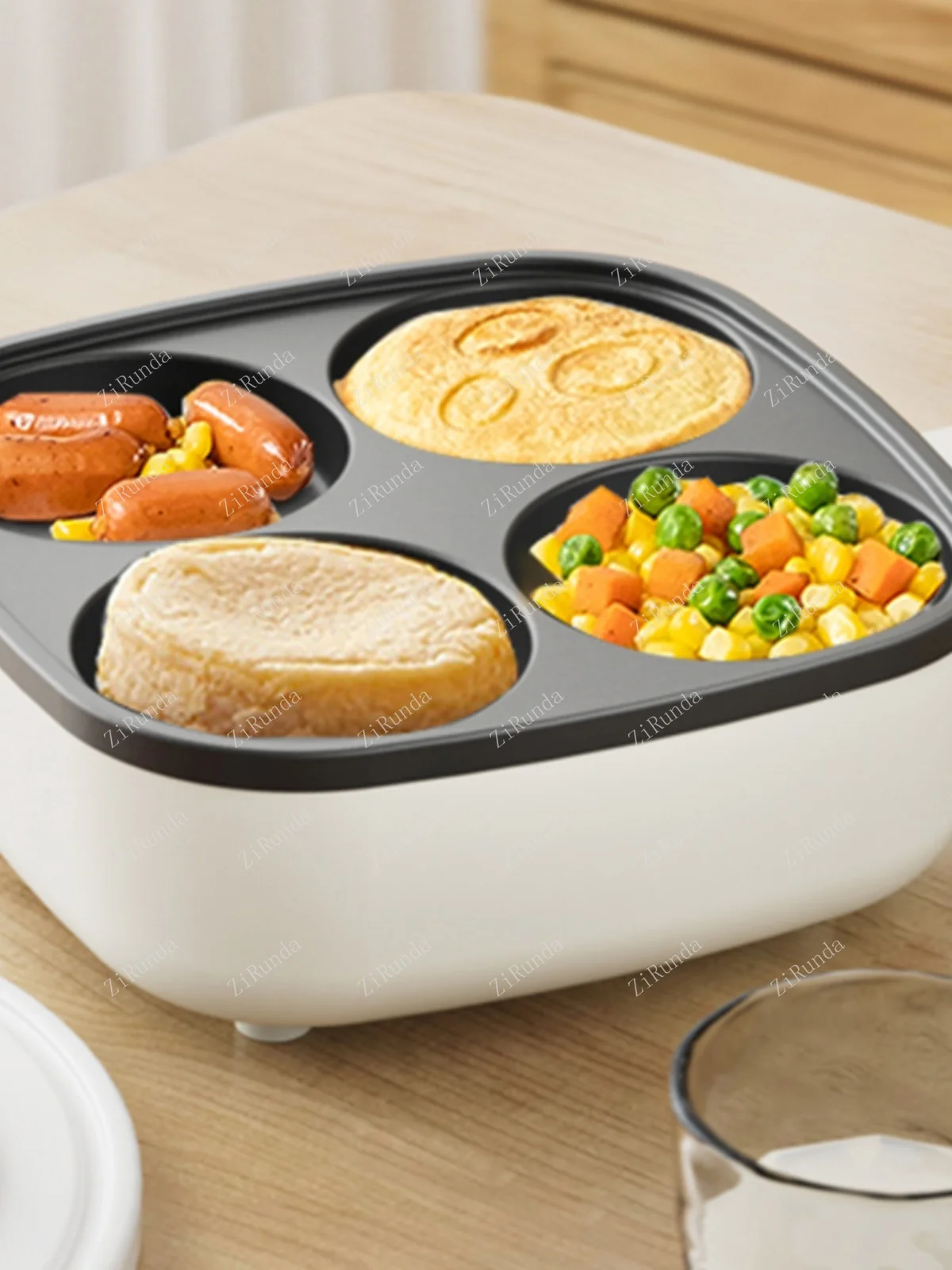 ~Korean egg frying pan breakfast household four hole breakfast machine Non-stick surface multi-function hamburger machine 4