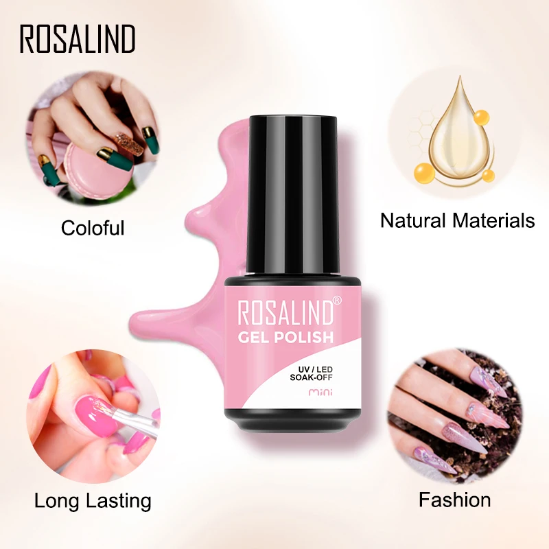 ROSALIND Purple Cat Eye Nail Gel Polish Semi Permanent Hybrid Varnish Kit Manicure Need Base Top Nail Art Nail Gel Polish Set 5