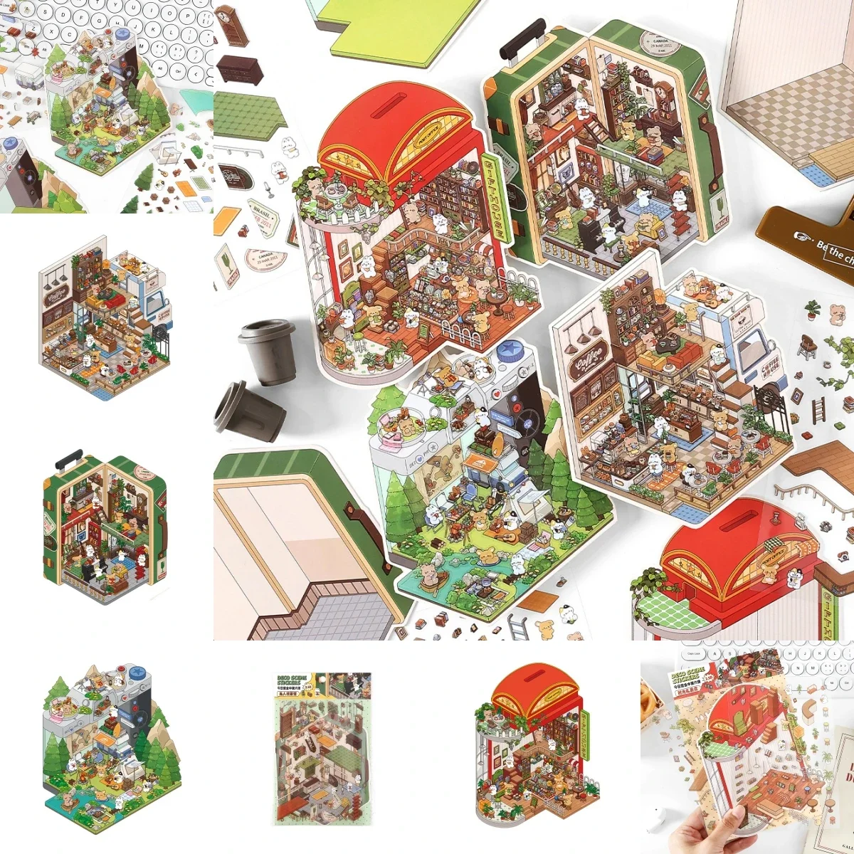 new Infeelme PET 3D Landscape Scenes DIY Cartoon Children Paster Toy Decompression for Adult Material Stickers Scrapbooking
