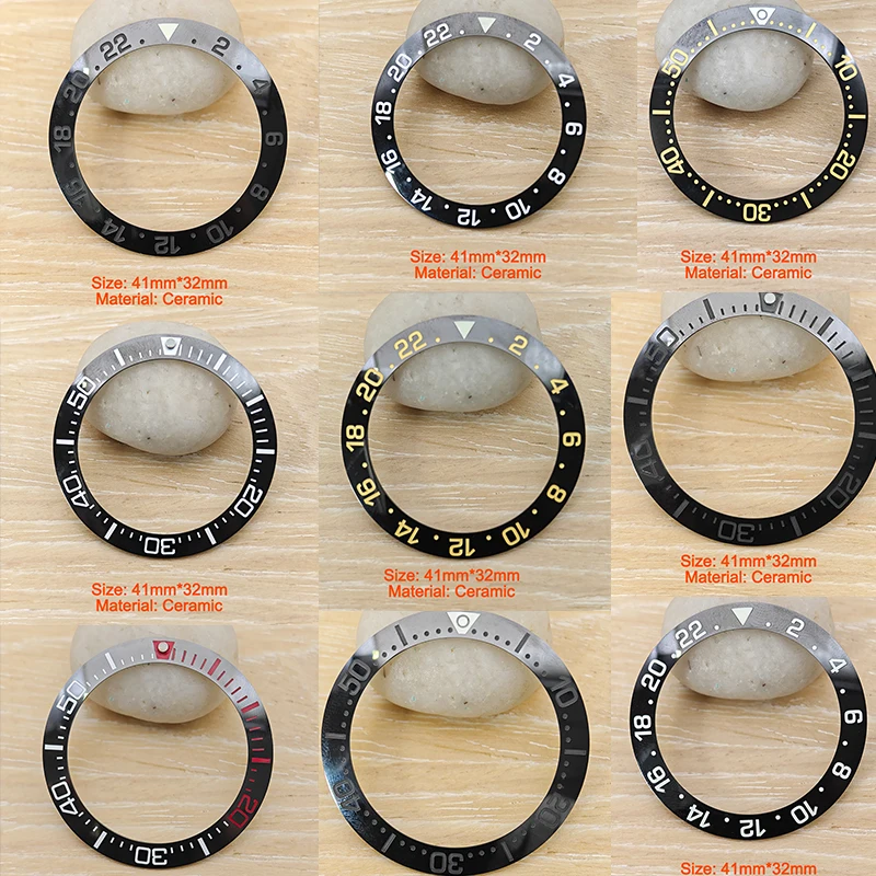 41mm Ceramic Watch Bezel Insert Fits Series King Samurai Watch Cases for NH35 watch accessories watch bezel insert ring watch bezel