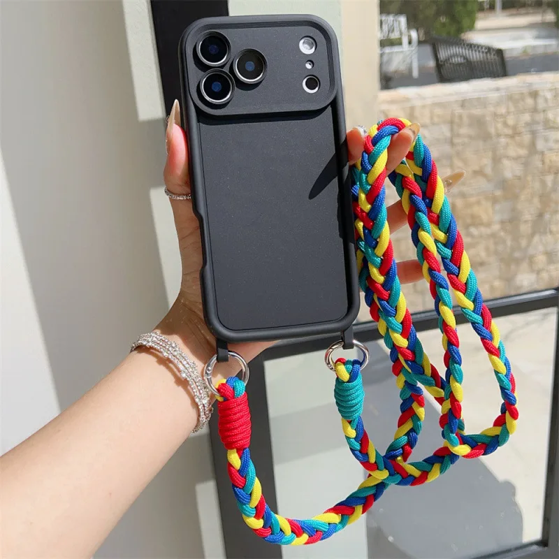 Crossbody Lanyard Phone Case with TPU Soft Silicone Cover and Cord Rope Necklace Strap