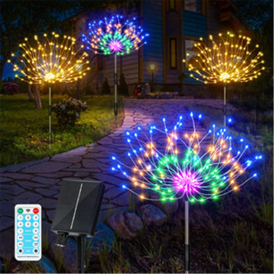 New Solar Outdoor Light Garland Waterproof 4 IN 1 Christmas Lights for Park Pathway Patio Garden Decoration Landscape Lawn Lamps