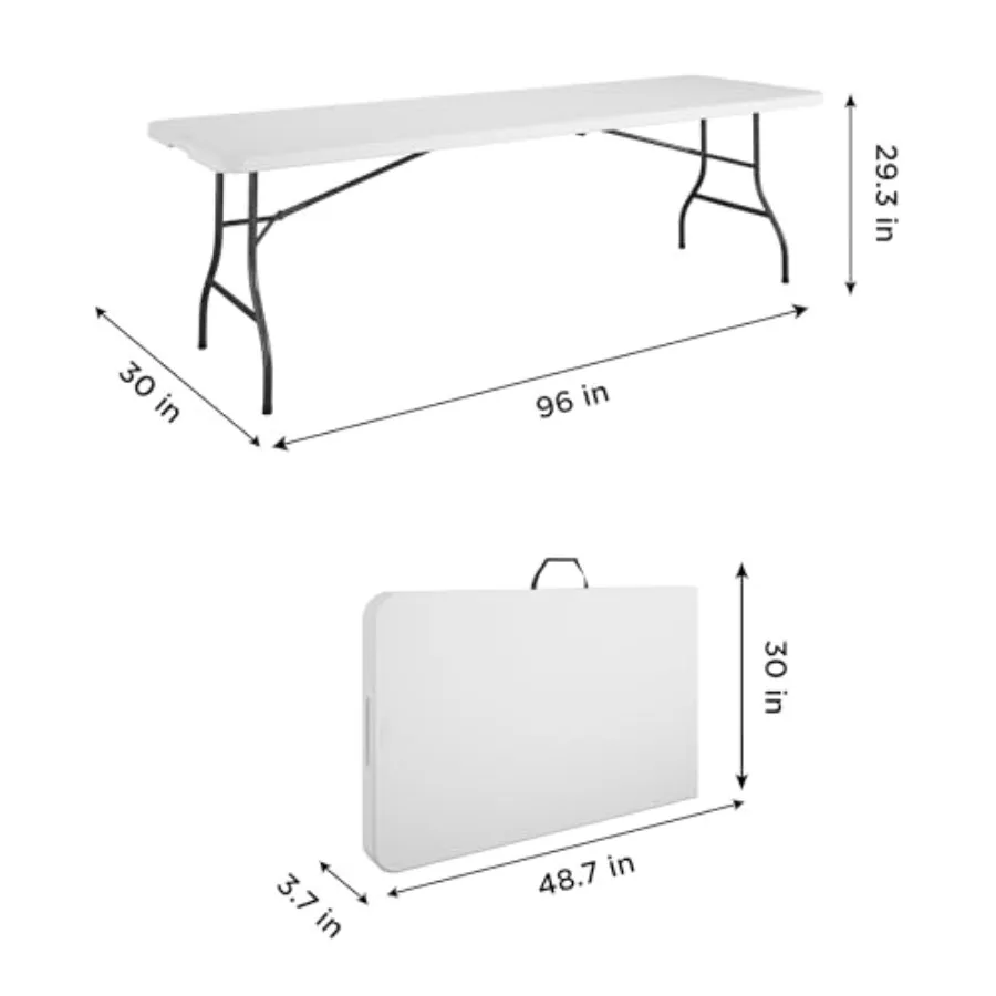 FoldinHalf Banquet Table w Handle 8ft White