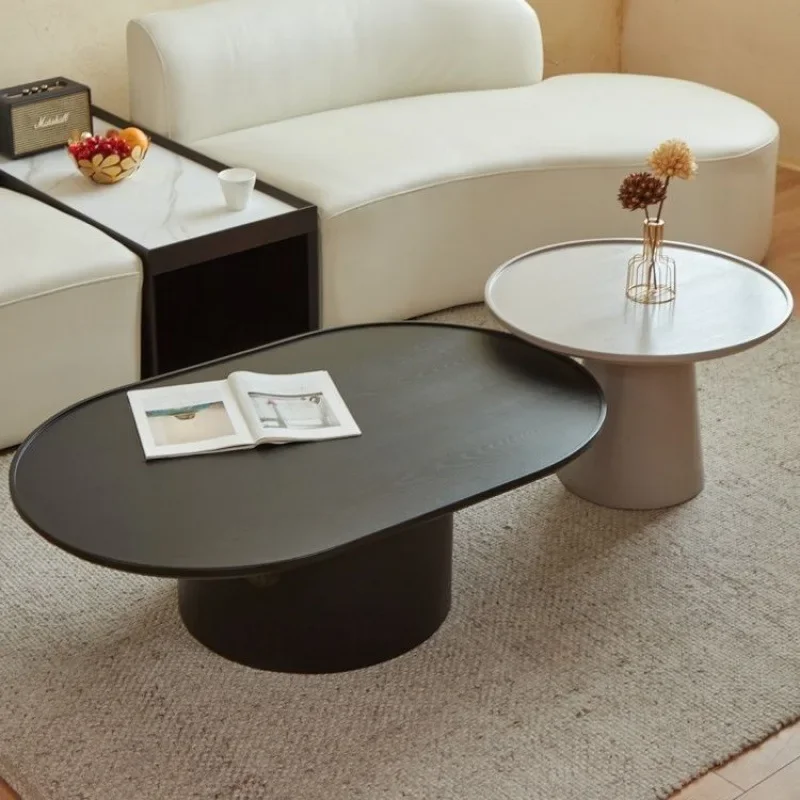 

Кофейный столик Wind из массива дерева, современный минималистичный небольшой дизайнерский креативный овальный журнальный столик для гостиной
