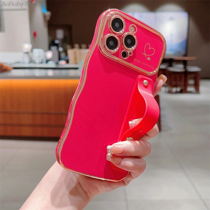 Glitter Camera Protection Luxury Jellewed Heart Holder Liquid Soft Phone Case For iPhone 11 12 13 14 15 16 Plus Pro Max Cover_voghion.com