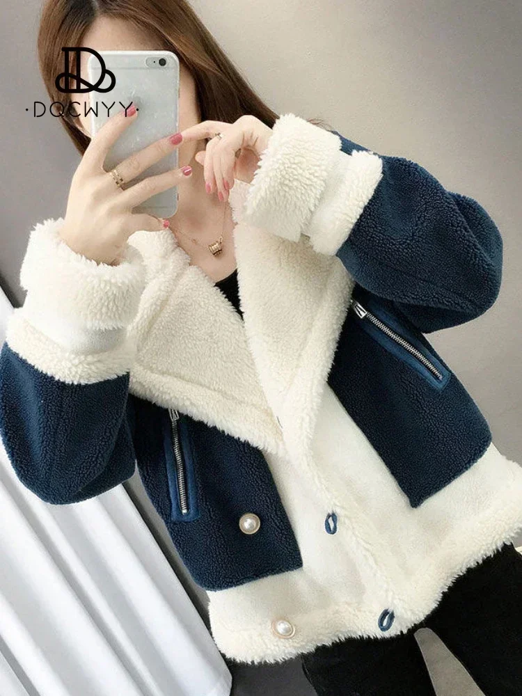 

Women's Lamb Wool Coat, Thickened Sweater, Loose Knitted Fur, Short, Fall, Winter, New in Jackets, 1 Pc