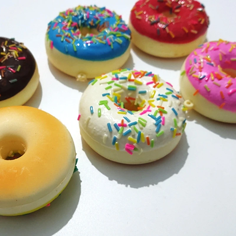 Soft Artificial Donut Bread Doughnuts Stress Relief Novelty Toy Squeeze Toys Simulation Cake Model Wedding Decoration 4