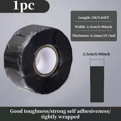Waterproof Insulating Pipe Tape for Superior Leak - Stopping and Sealing (Black 25mmx3m)