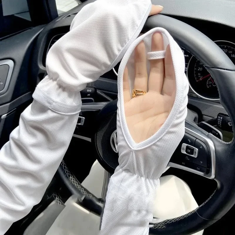 Ice Silk Gloves Women Driving Sunscreen Sleeves Loose Breathable Arm Protectors Uv Outdoor Horseshoe Sleeve fingerless gloves sunscreen gloves ice sleeve gloves ice arm sleeves arm sleeves