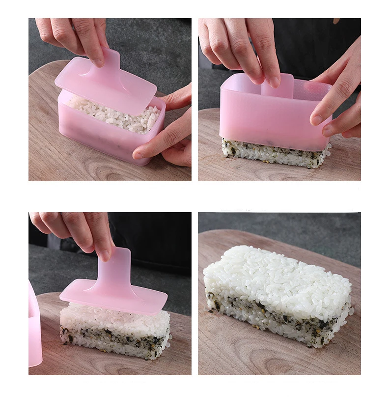 Description Picture 3 of itemDIY Sushi Mold Maker New Food Press Non Stick Rectangular Triangle Sushi Kit Japanese Tools Kitchen Bento Onigiri Rice Ball Set