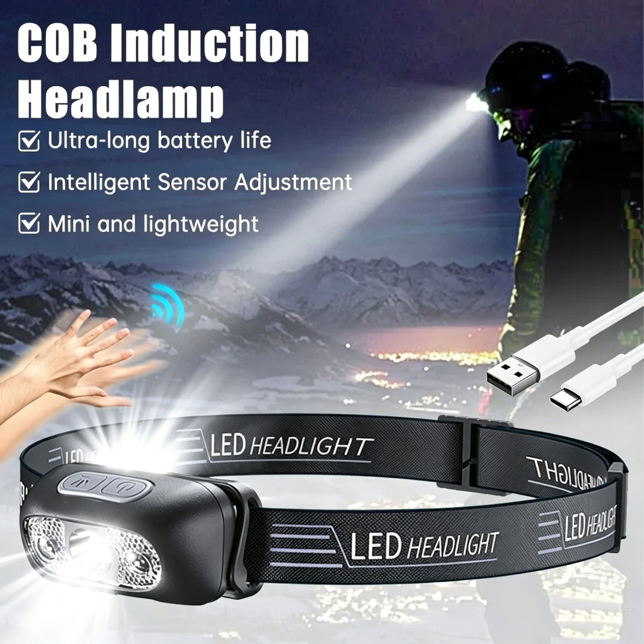 ไฟฉายพกพา LED สว่างสูง ชาร์จ USB ได้ สำหรับแคมป์ปิ้ง