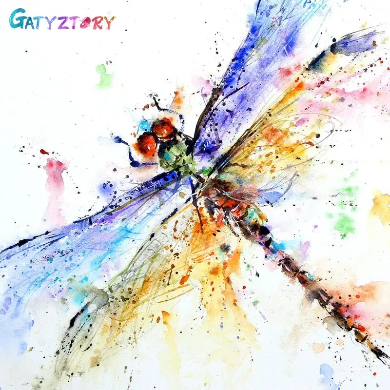 

GATYZTORY Paint By Number dragonfly Drawing On Canvas HandPainted Painting Art Gift DIY Pictures By Number Animals Kits Home Dec