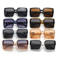 Lunettes de soleil carrées classiques à grand cadre pour hommes et femmes, design de lettre rectangulaire, lunettes de soleil rétro, UV400, marque de mode 6