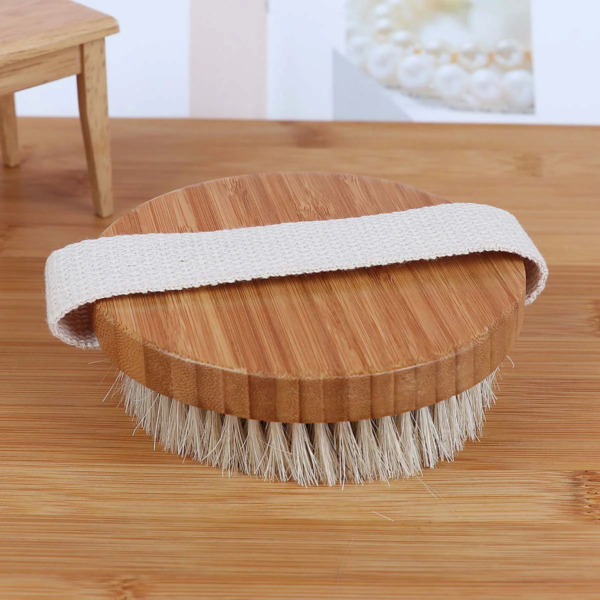 Professional Dry Brush Dry Skin Body Brush Cellulite Massager with Horsehair Back Brush Scrubber Skin Clean and Exfoliation 6