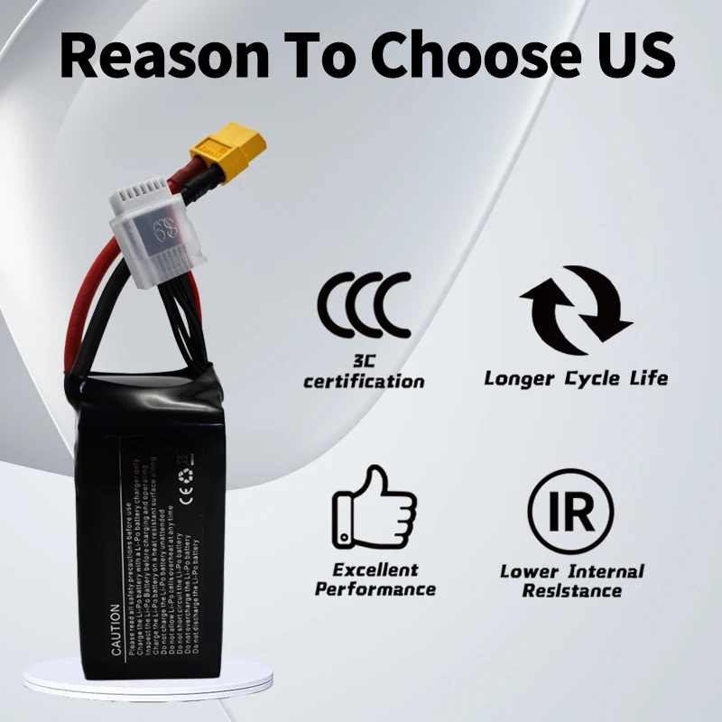 TERFPV Batterie Lipo 6S 22.2V 1300mAh 150C XT60 pour FPV Drone