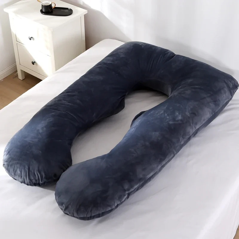 Soft Fleece Pregnant Pillow Gravida U Type Lumbar Pillow Multi Function Side Cushion for Pregnancy Women Pillowcase PP Cotton