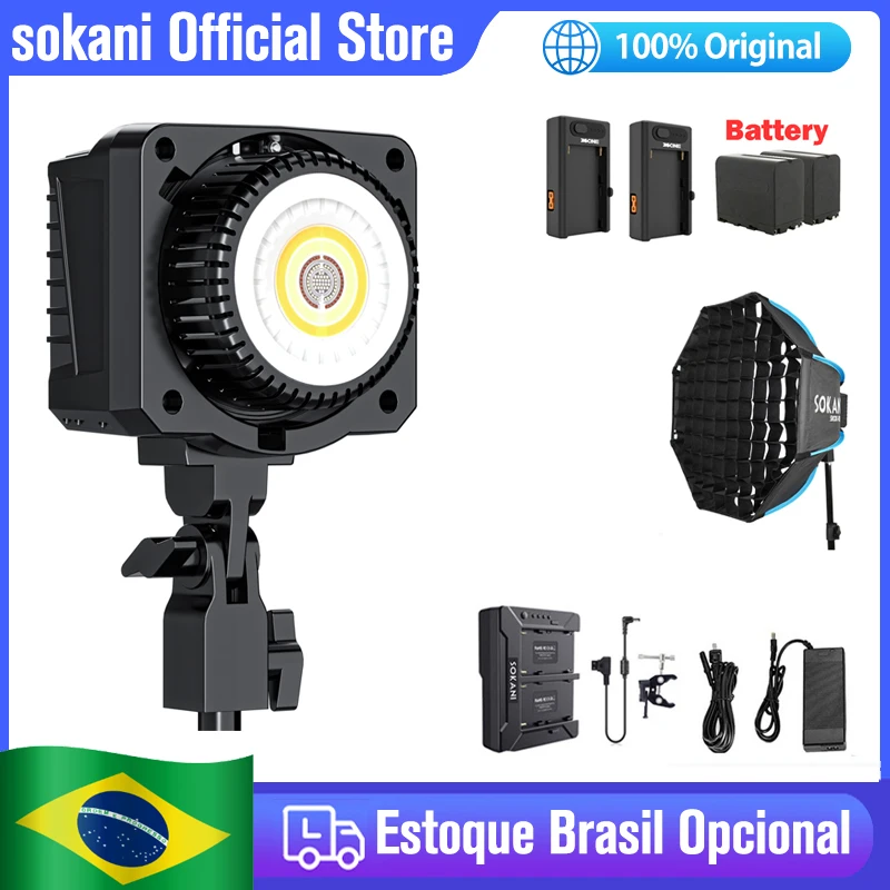 Sokani 미니 RGB LED 비디오 라이트 배터리 키트, 사진 조명 램프, 스튜디오 비디오 녹화 촬영용 보웬스 마운트, X60