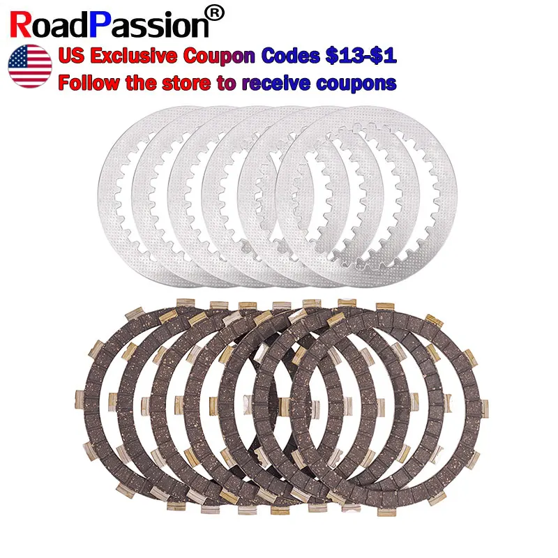 13Pcs Motorcycle Parts Clutch Plate & Steel Friction Disc Kit For Yamaha XVS650 Drag Star 22U-16321-00-00 4X7-16325-00-00