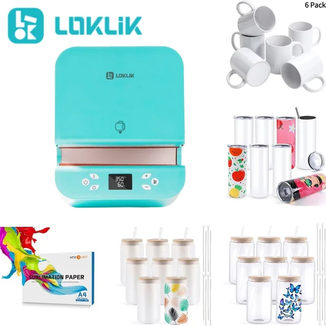 LOKLiK 10-30oz Auto Mug Heat Press Machine DIY Automatic Pressure Sublimation Tumbler Heat Press For Various Tumblers Cups+Gift 1