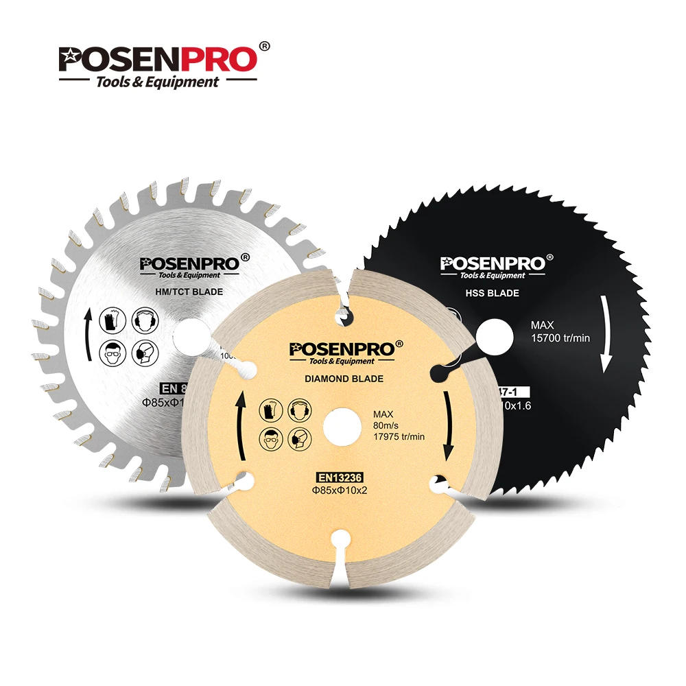 POSENPRO cutting tool saw blade 85mm, mini circular saw blade, diamond blade, TCT blade, HSS blade, cutting ceramic, cutting wood