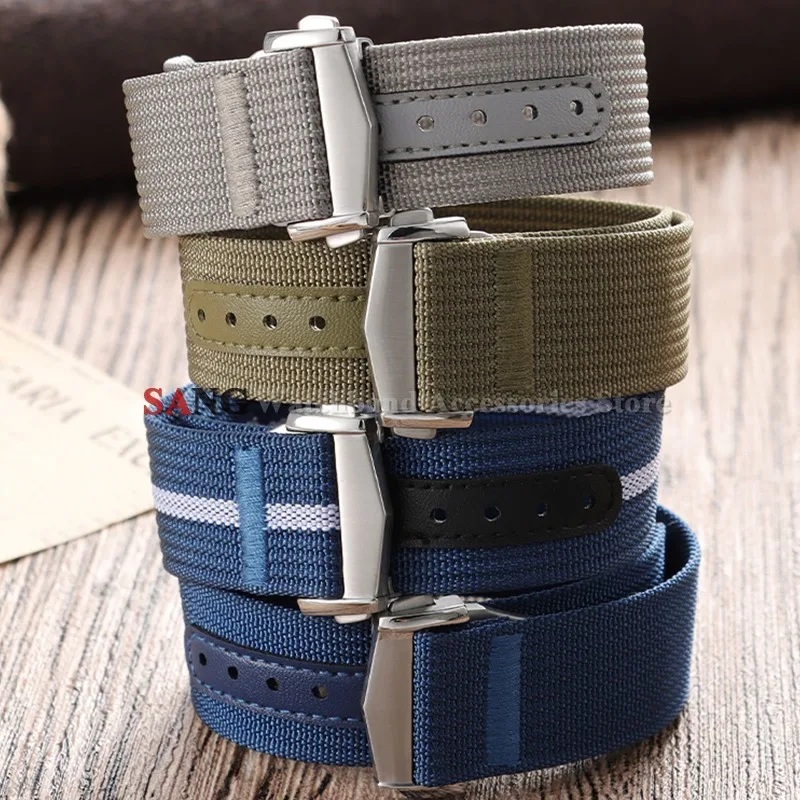 Waterproof Nylon Canvas Military Sport Watch Strap with Folding Buckle