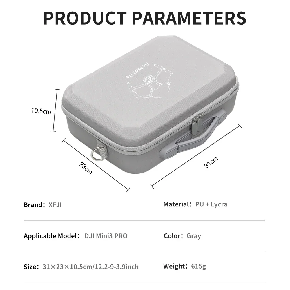 For DJI Mini 3/Mini 3 Pro Portable Storage Bags Hard Shell Carrying Case Drone Accessories PU Leather Waterproof Shoulder Bag drone accessories drone storage bag dji case drone case