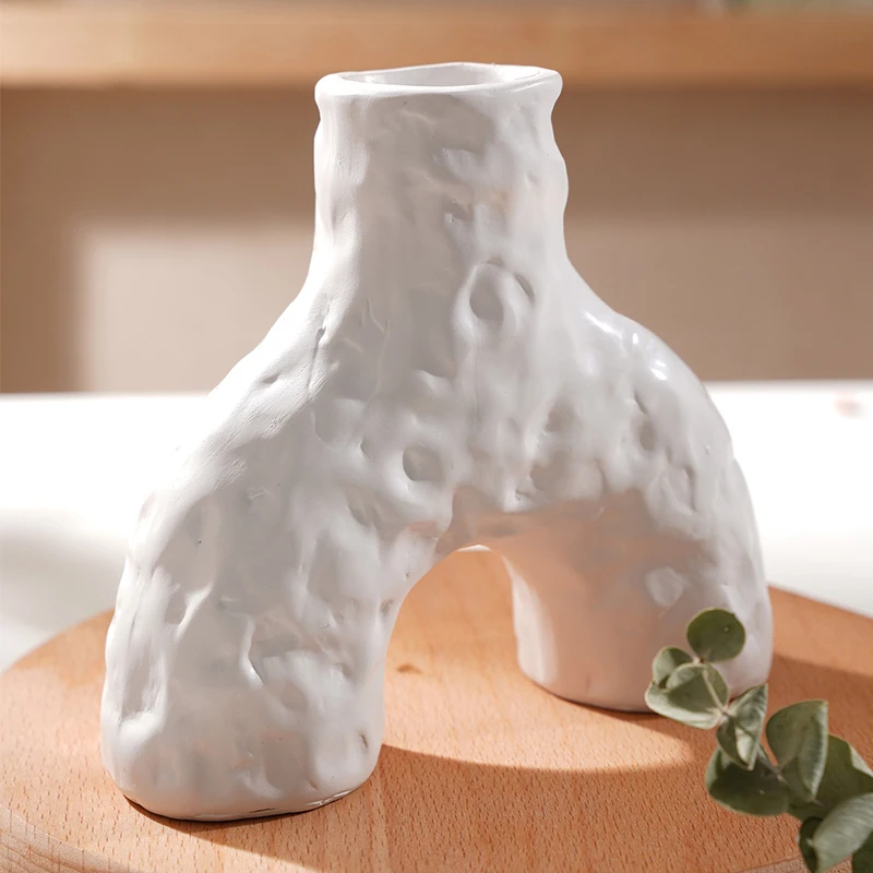 1PC, 4.8*5.4 inch creative and simple resin white human-shaped vase, modern home decoration