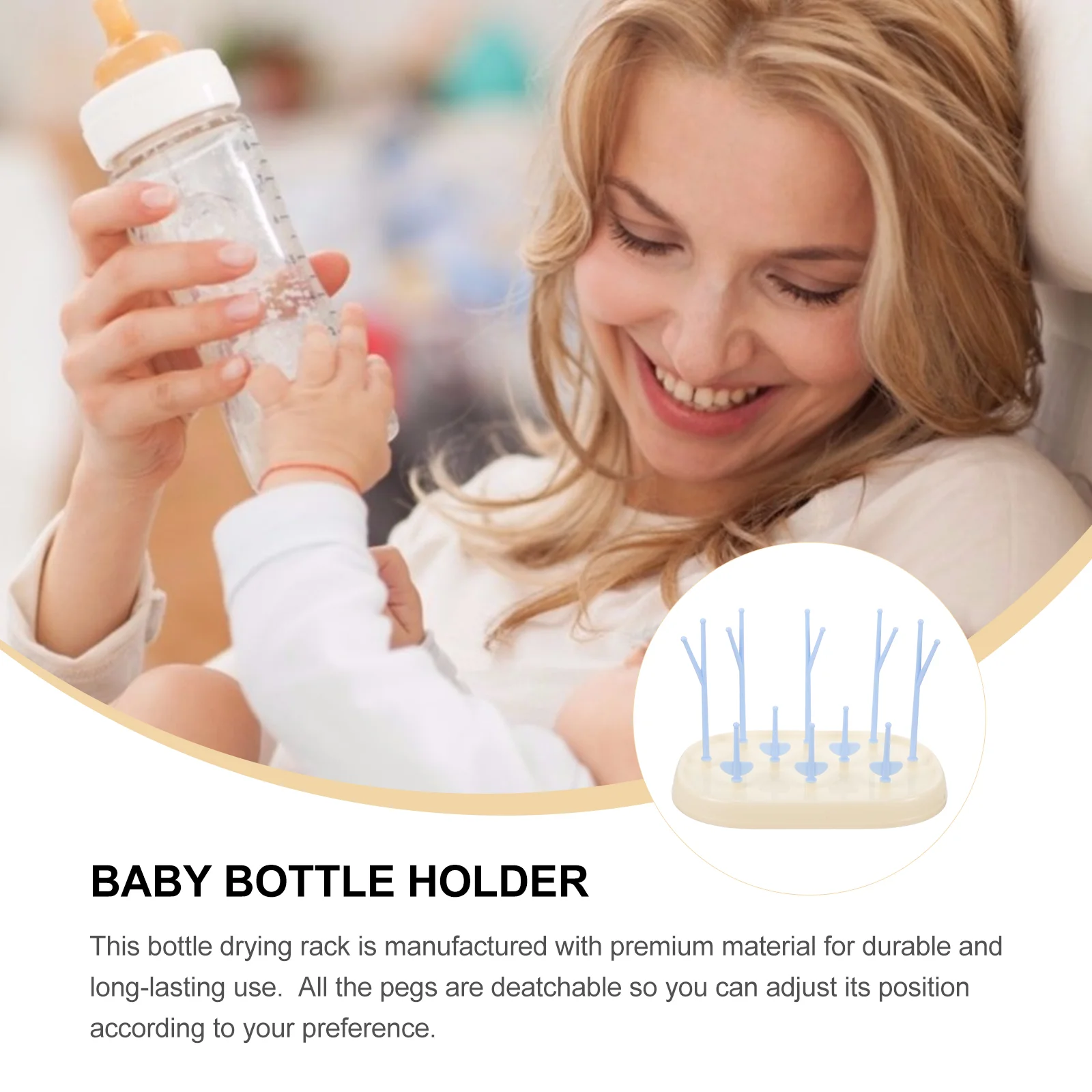 Safe Detachable Baby Bottle Drying Rack Baby Organizer Drainer Storage Rack Bottle Dryer for Toddler Sippy Cups(White)